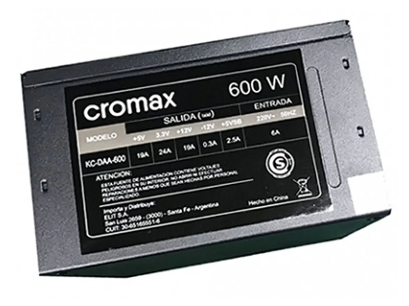 Fuente Cromax KC-DDA-600 600W Standart ATX OEM