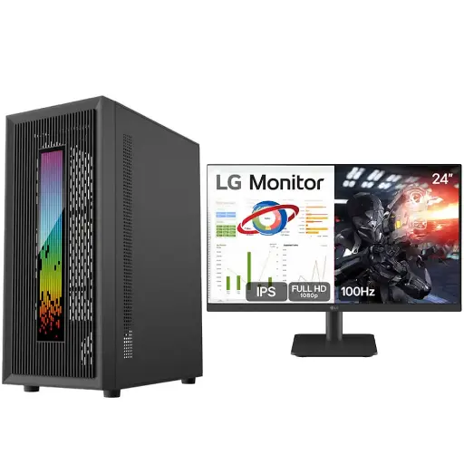 [PCARM-3500X-I514400-16G-1T-RTX5060-MONLG24MS500-B] Desktop PC con Monitor LG 24" Core i5 14400 16Gb SSD 1Tb RTX 5060 8G 