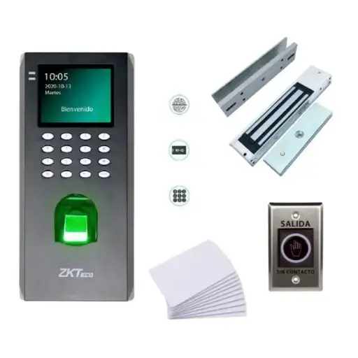 [KIT-LF20] Kit ZK Teco Control de Acceso LF20, cerradura LM1802, botón TLEB1 y 10 tarjetas